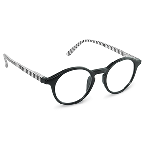 Populär modell i ny nyans! Riktigt snygg rund läsglasögonbåge, en uppdaterad klassiker i matt svart front & matta svartvita skalmar.
Storsäljande modell!