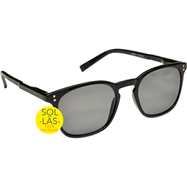 Snygg större unisex modell SOL/LÄSglasögon i svart med gråtonade linser & 100% UV-skydd